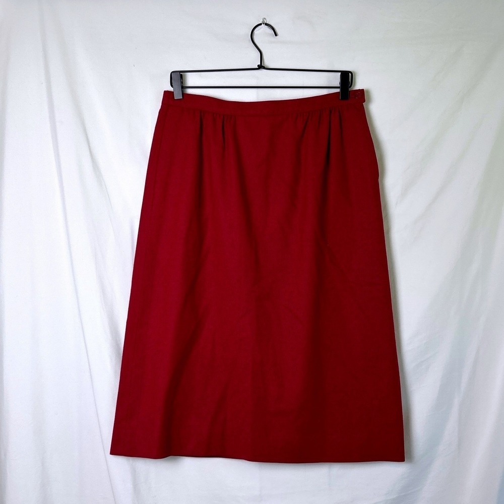 Pendleton Womens Wool Midi Skirt Red Size 12 A-Line High Waist Preppy Office
